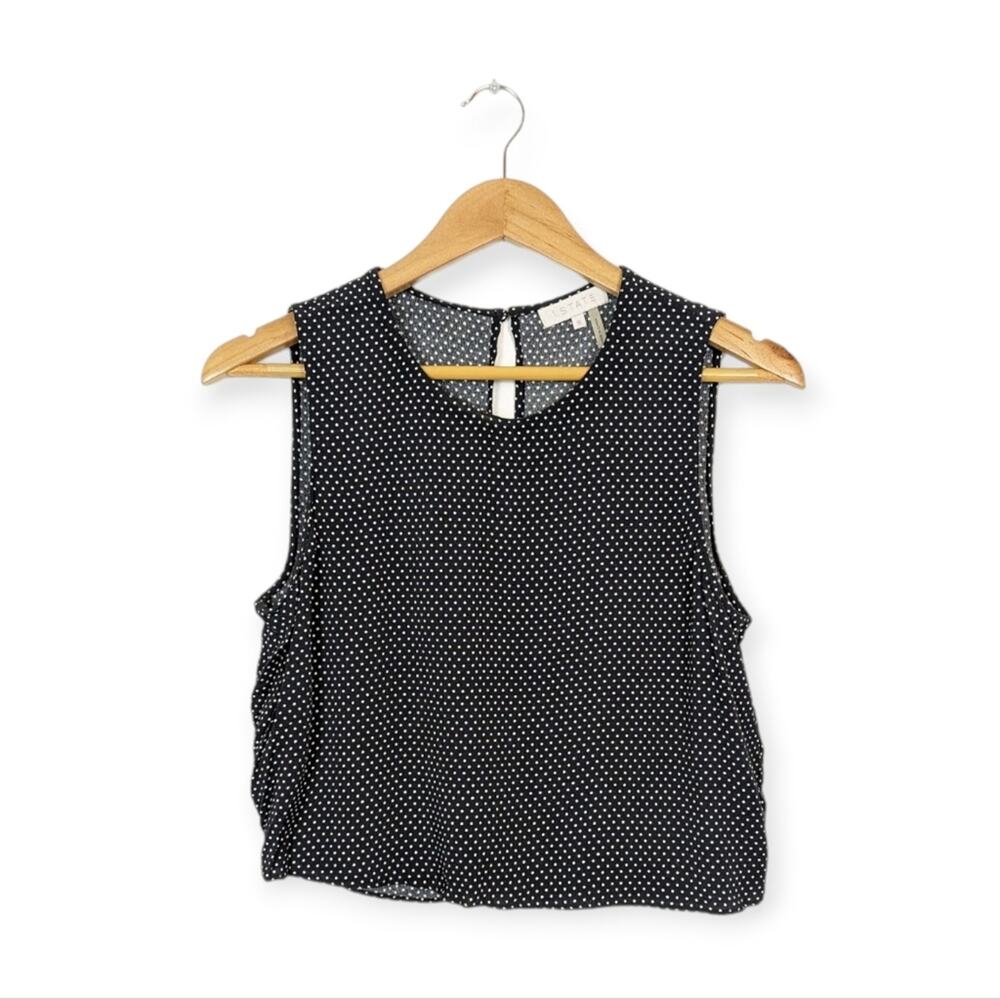 1. State Black & White Polka Dot Open Back Sleeveless Top